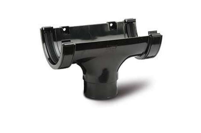 112mm Half Round Gutter Running Outlet Black