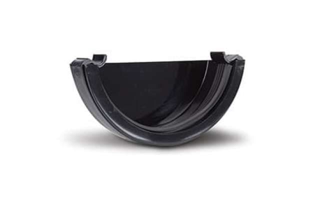 112mm Half Round Gutter Stop End Ext Black