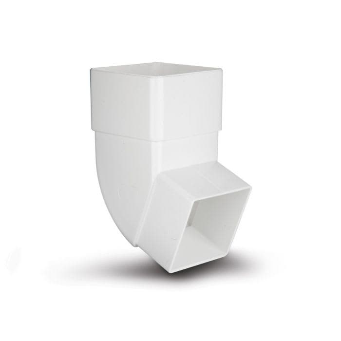 65mm Square Downpipe Offset Bend 112.5 Degree White