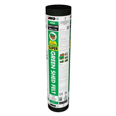 Green IKO Super Shed Felt Mineral Roofing Felt 1m x 10m (10m2/Roll)